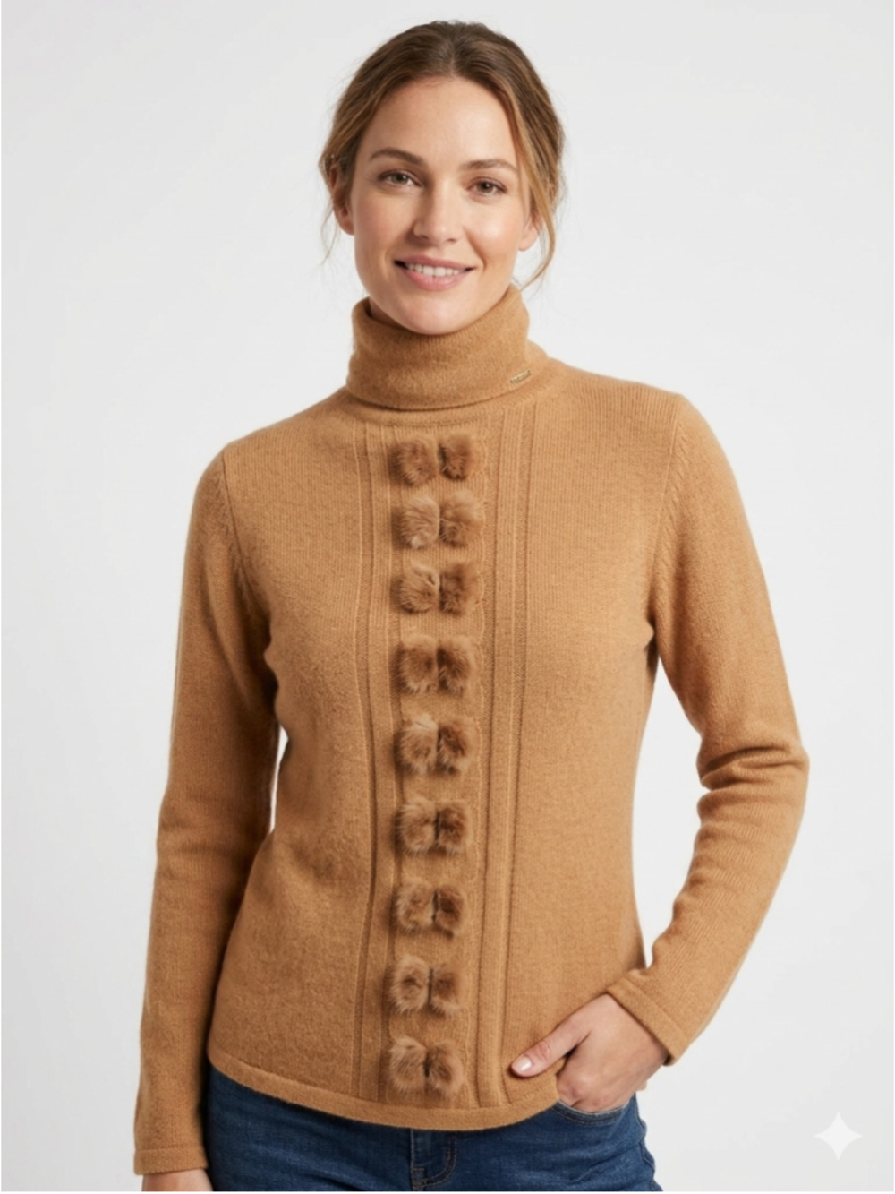 Women's Livia Monica Made in Italy Angora Blend Knit Turtleneck Sweater Med -742
